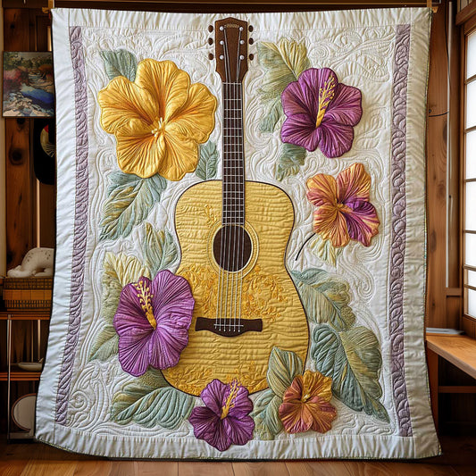 Tropical Flower Guitar WP0801072CL Quilt Blanket
