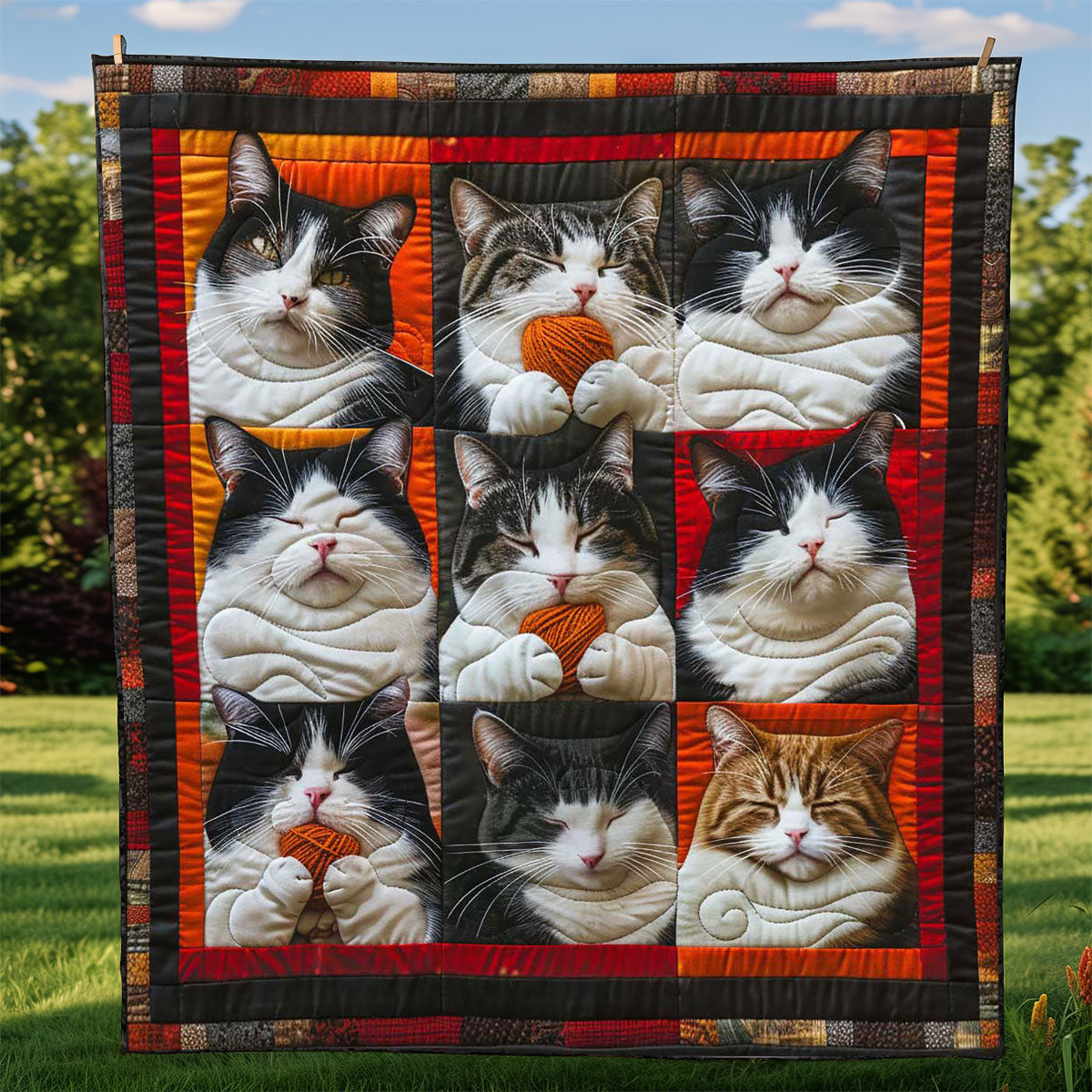 Tuxedo Cat Collection WP1408017CL Quilt Blanket