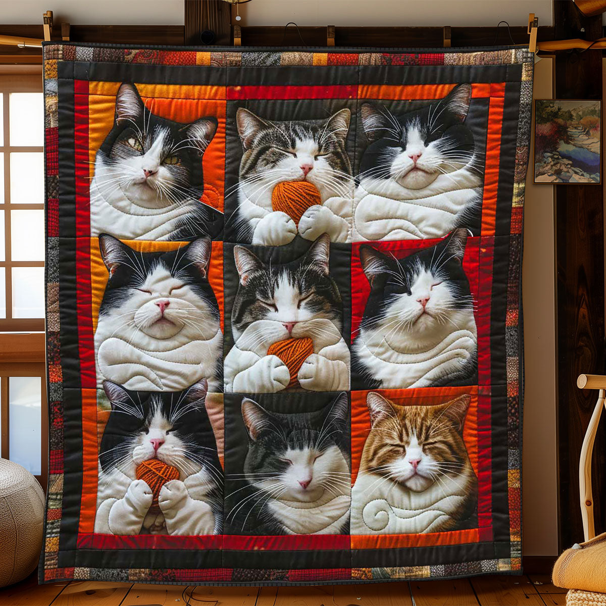 Tuxedo Cat Collection WP1408017CL Quilt Blanket