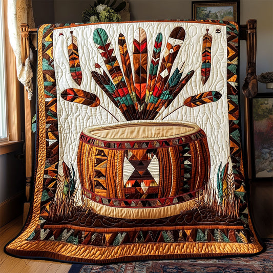 Native American Drum WX0602066CL Quilt Blanket