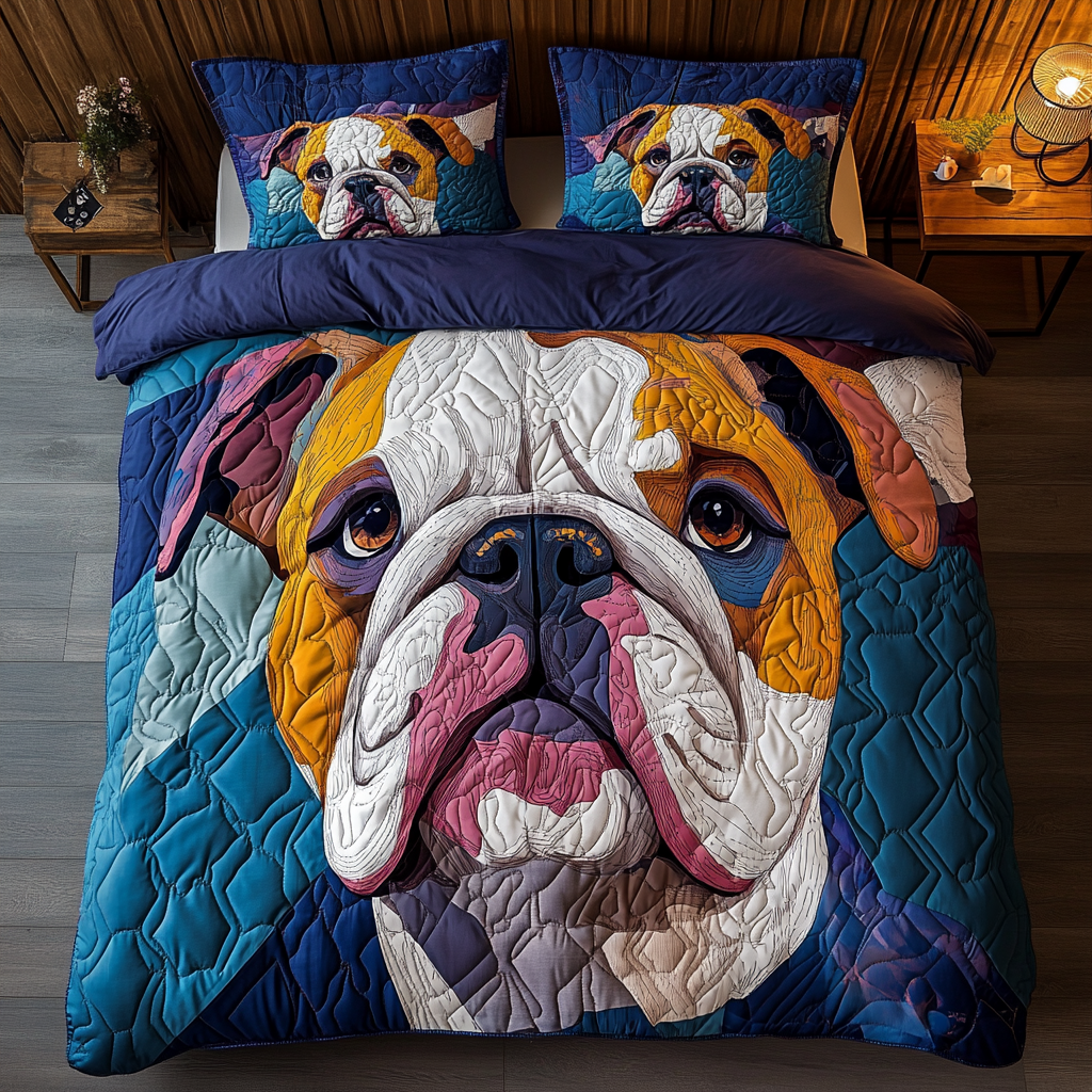 Colorful English Bulldog XR1402005CL Quilted Bedding Set
