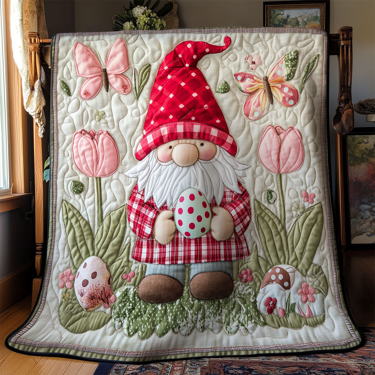 Gnome In Easter Garden WY1202106CL Quilt Blanket