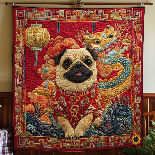 Pug In New Year WY1712021CL Quilt Blanket