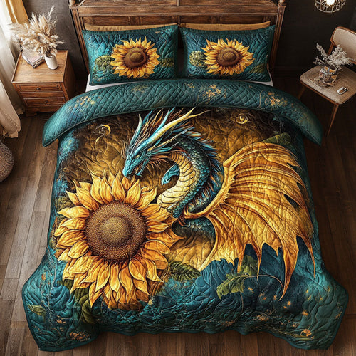 Dragon Green Sunflower WT1302001CL Quilted Bedding Set