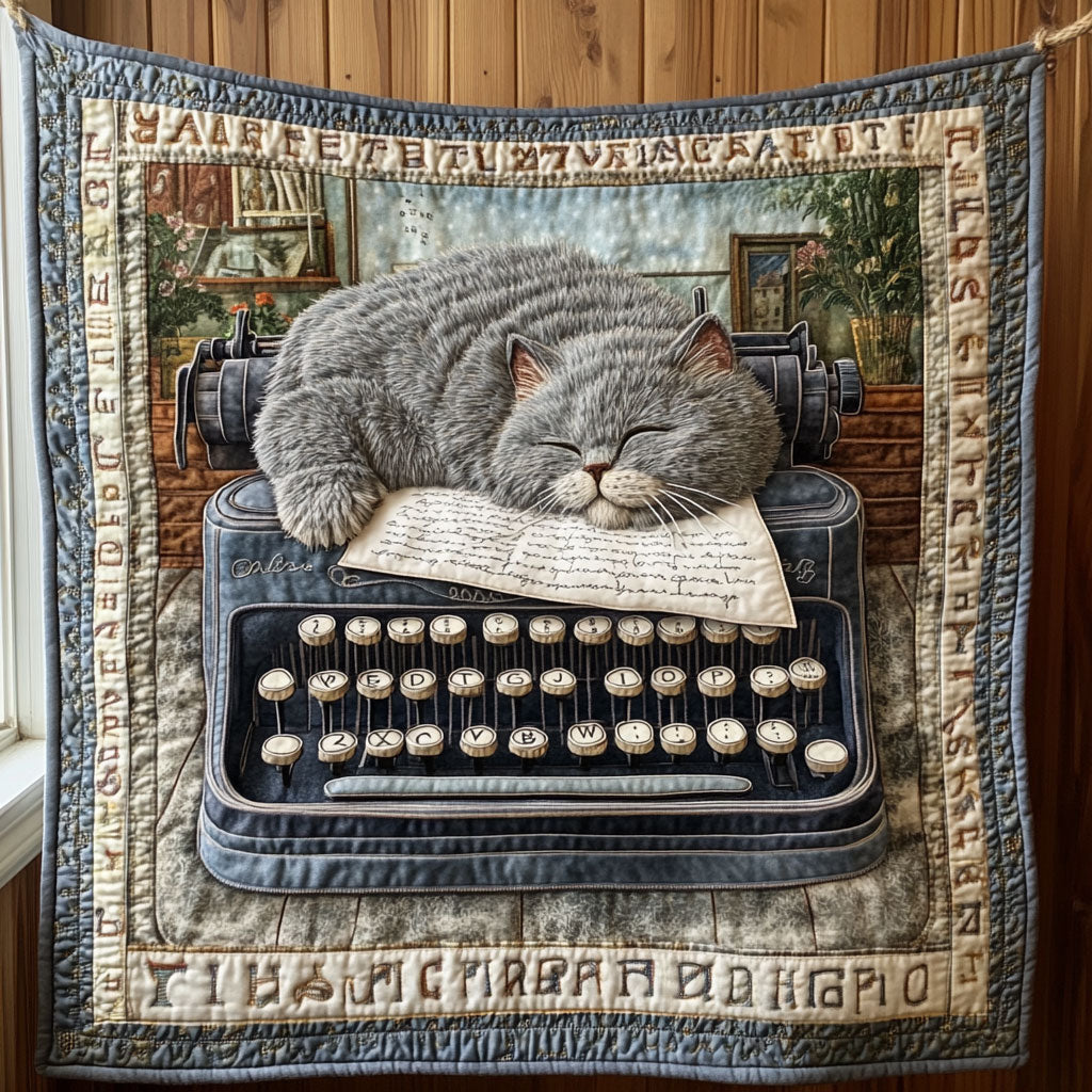 Typewriter Lazy Cat CP0606043CL Quilt Blanket