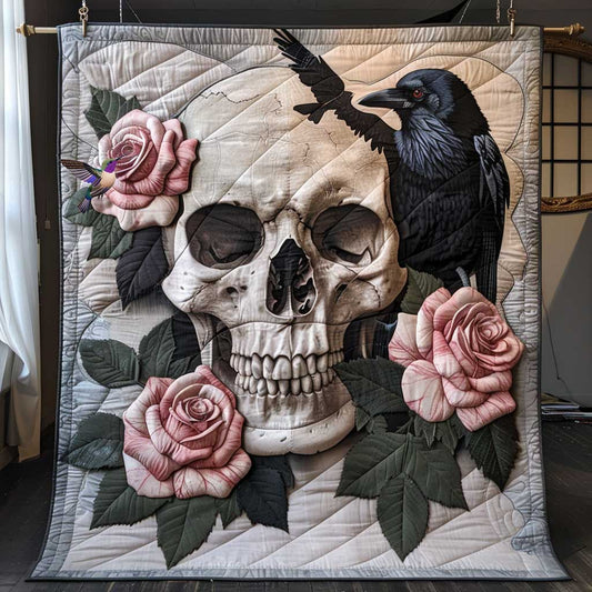 Rose Raven Skull WP2210025CL Quilt Blanket