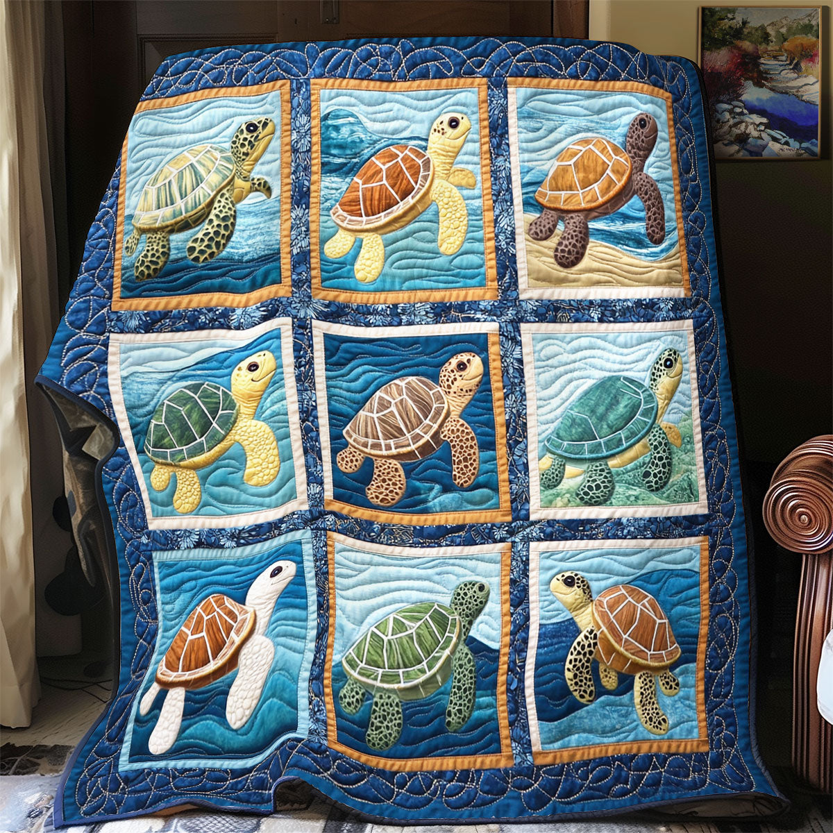 Turtle Sea WX0401050CL Quilt Blanket