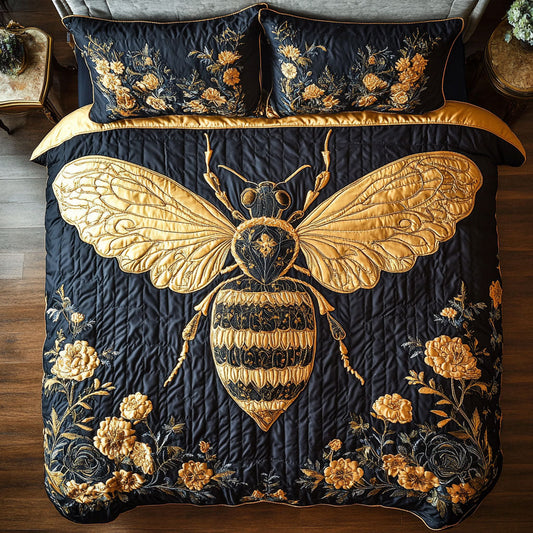 Mystic Gold Bee WY1902030CL Quilted Bedding Set