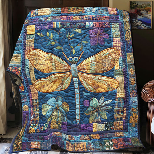 Gold Dragonfly WX0601016CL Quilt Blanket