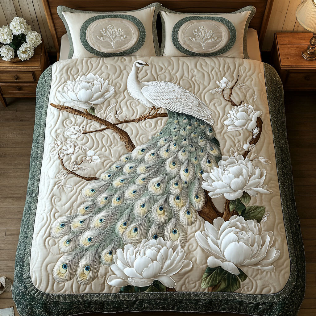 Elegent White Peacock WY0303004CL Duvet Cover Set