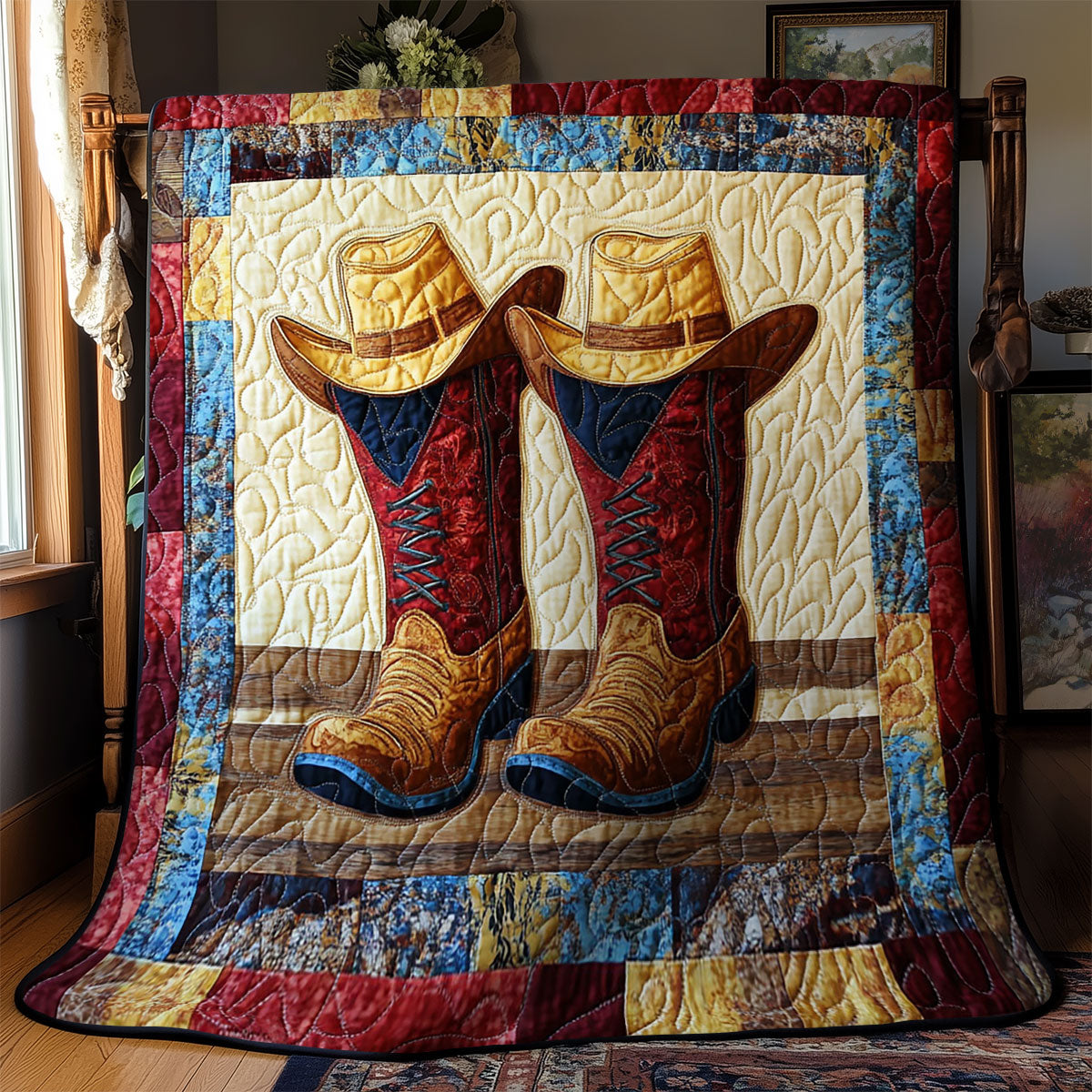 Cowboy Boots And Hat WY1502034CL Quilt Blanket