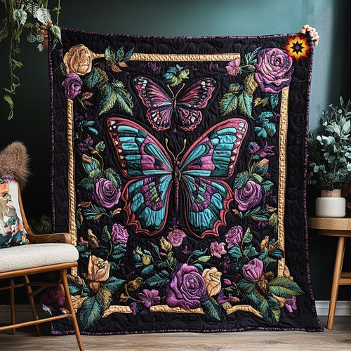 Purple Butterfly WX0511039CL Quilt Blanket