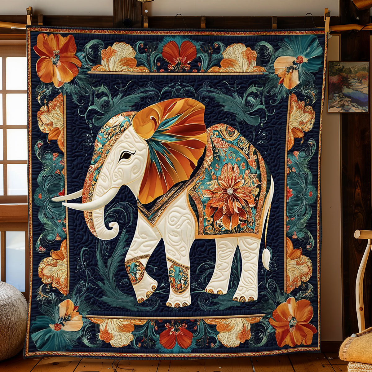 Abstract Flower Elephant WY2301041CL Quilt Blanket
