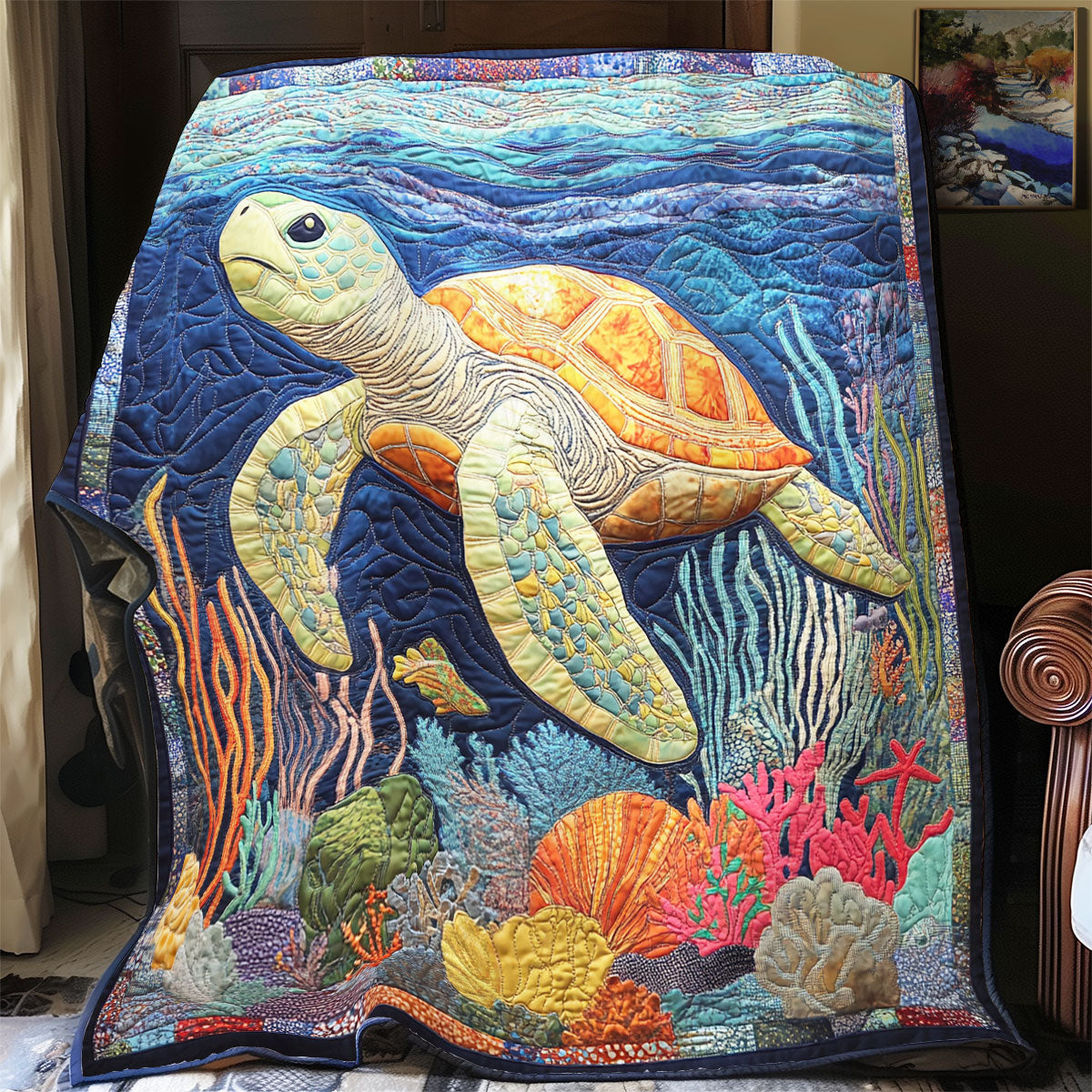 Turtle Sea WX1401046CL Quilt Blanket