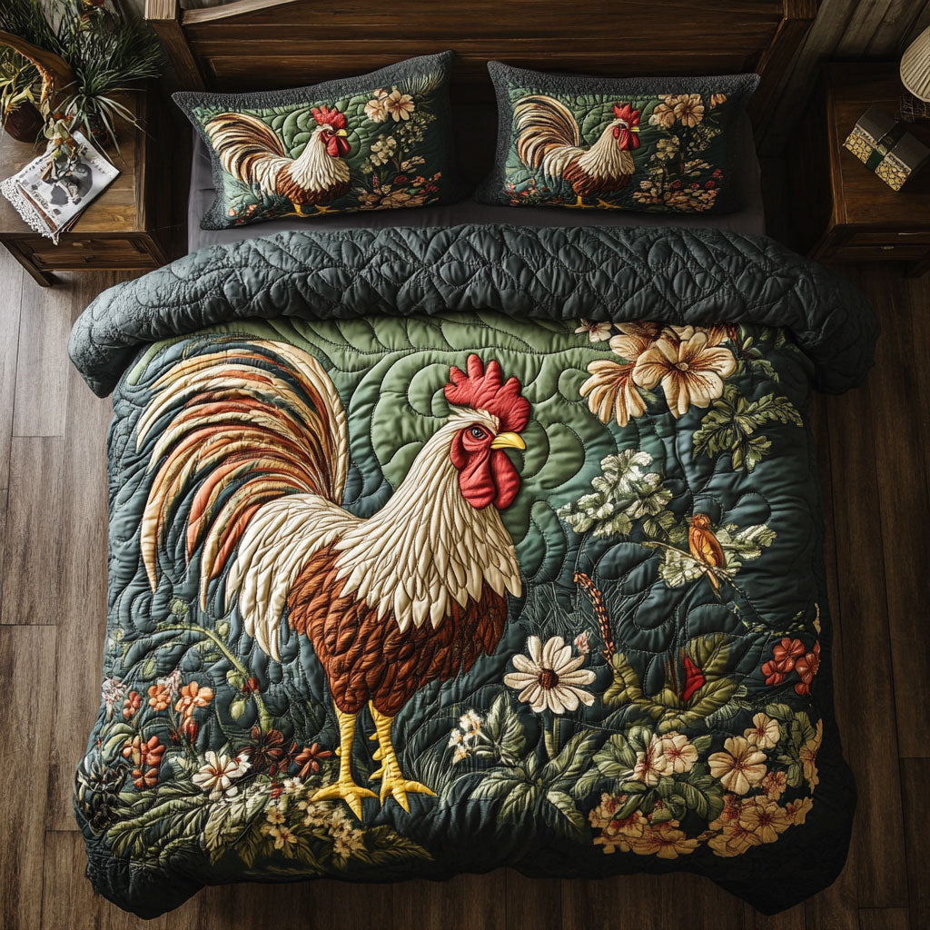 Rooster In Farm WY1802039CL Quilted Bedding Set