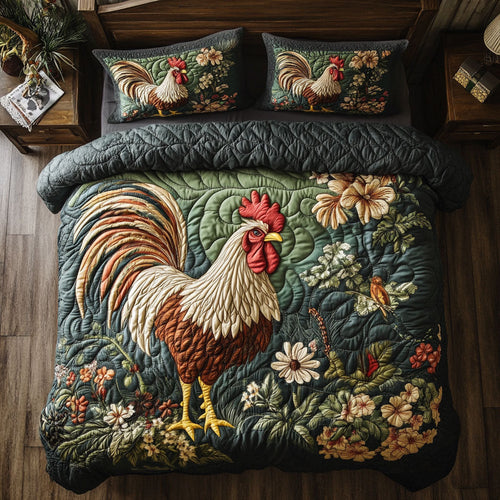 Rooster In Farm WY1802039CL Quilted Bedding Set