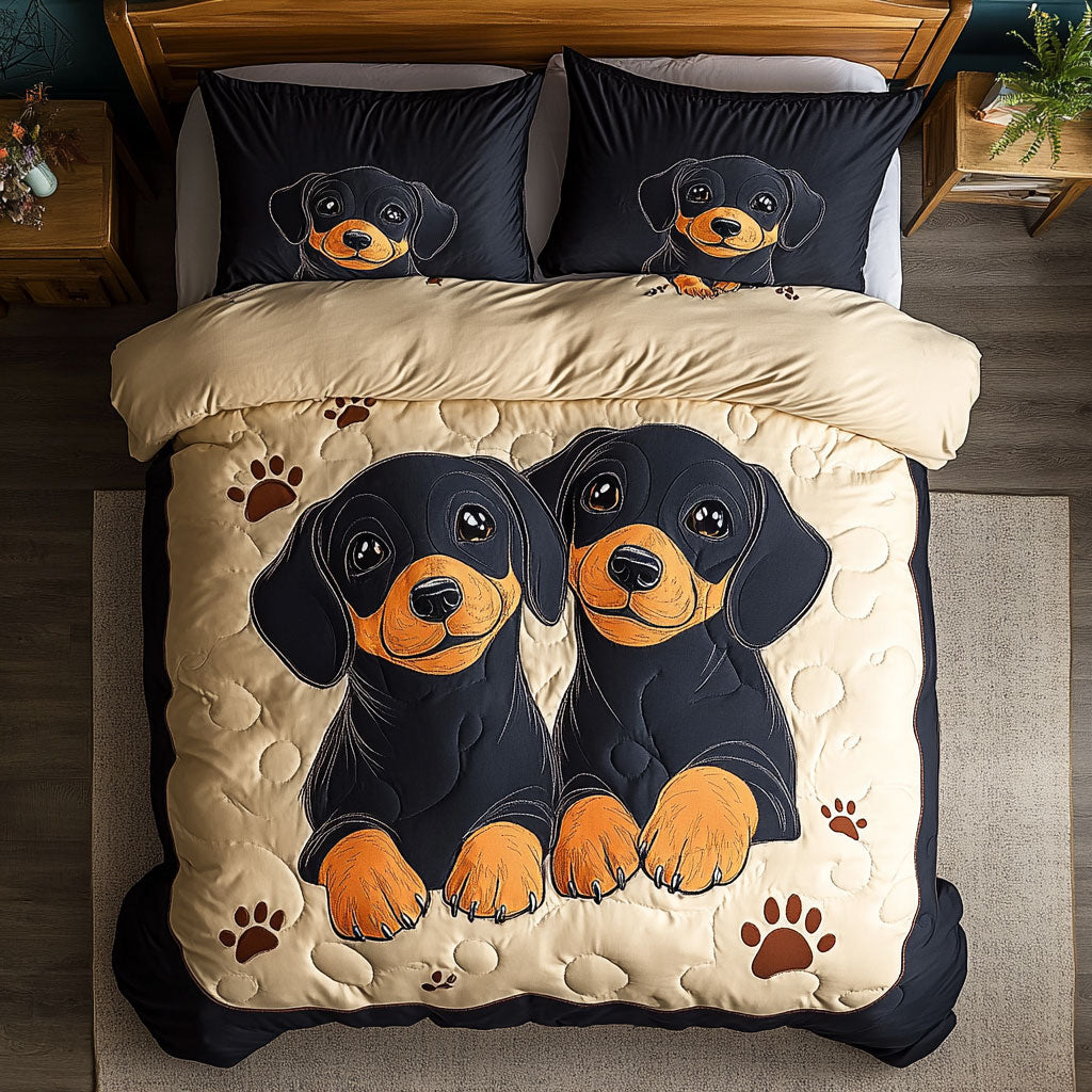 Cozy Dachshund WX2702010CL Quilted Bedding Set