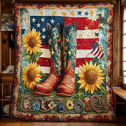 Cowboy Boots And Sunflower WY2101049CL Quilt Blanket