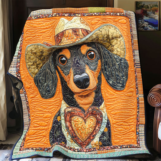 Dachshund Cowboy  WX2112011CL Quilt Blanket
