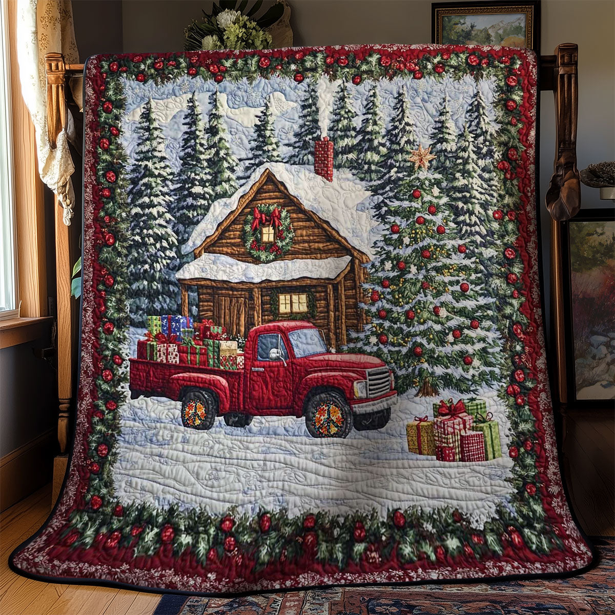 Red Truck Cheer WN0611033CL Quilt Blanket