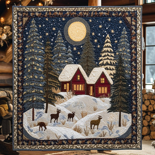 Frostpeak Forest Cabin WN0110019CL Quilt Blanket