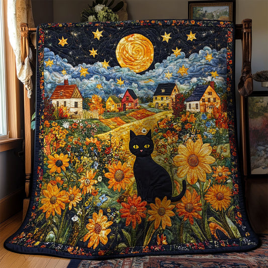 Black Cat In Night WY1002016CL Quilt Blanket
