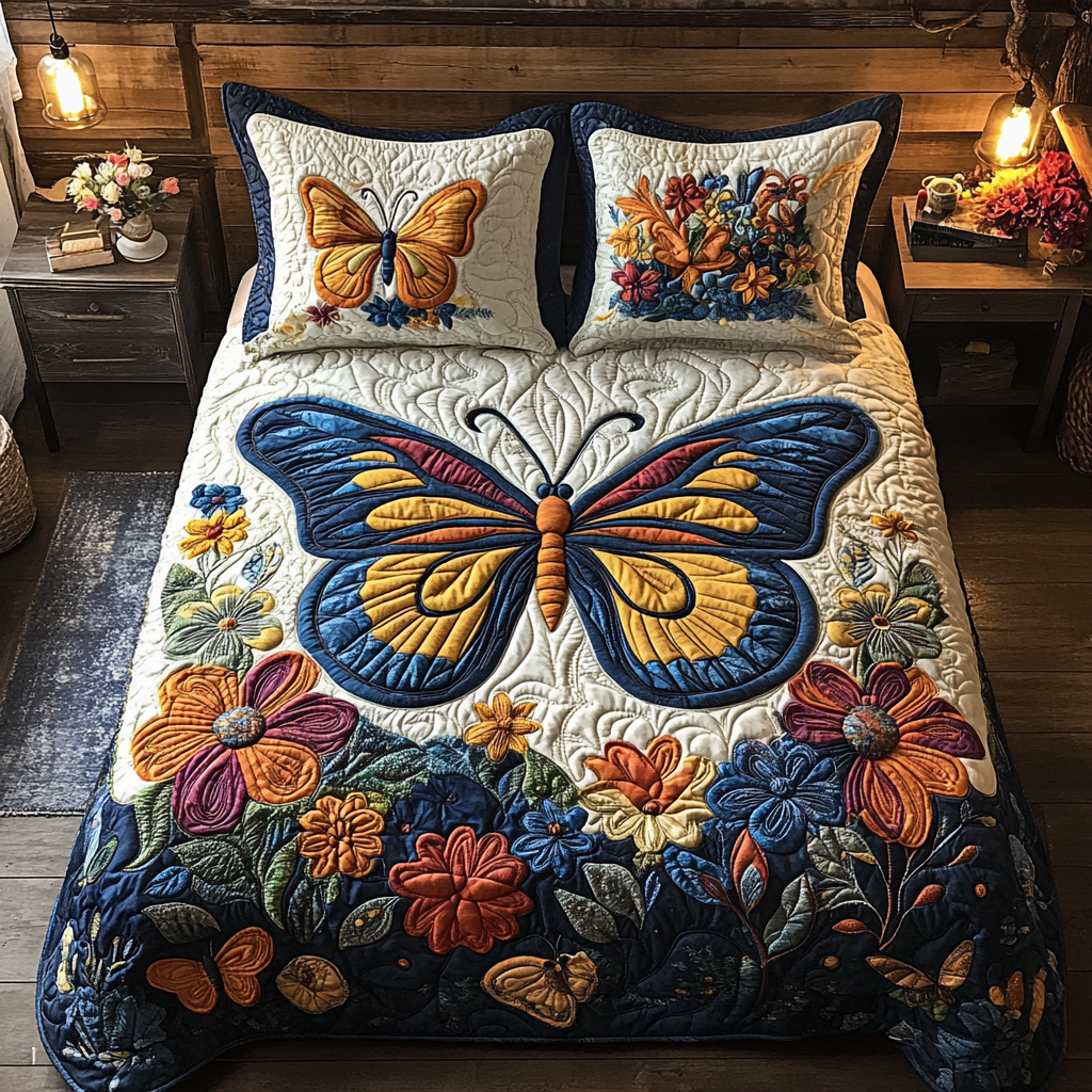 Butterfly Garden XR1402001CL Quilted Bedding Set