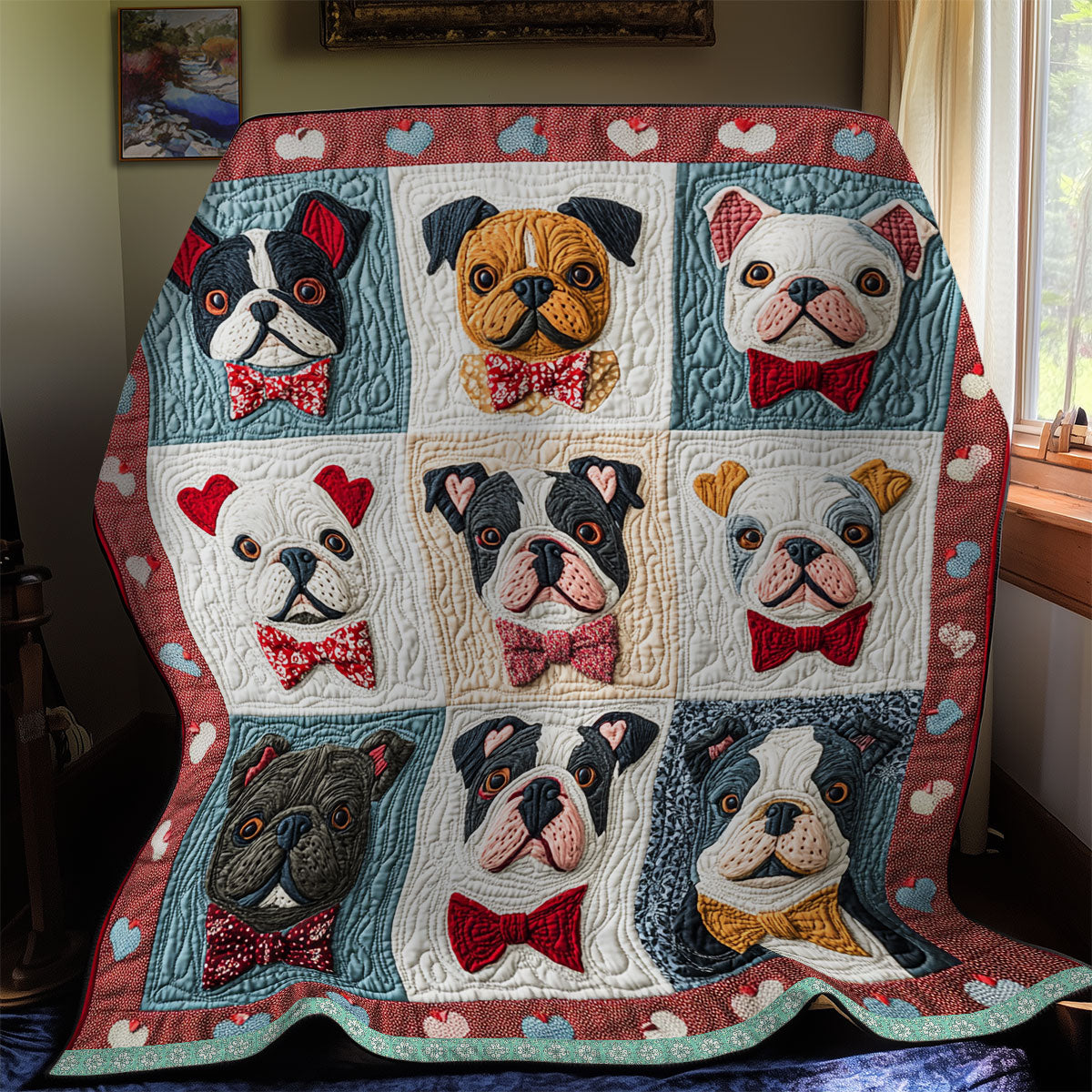 Cozy Bulldog  WX2112008CL Quilt Blanket