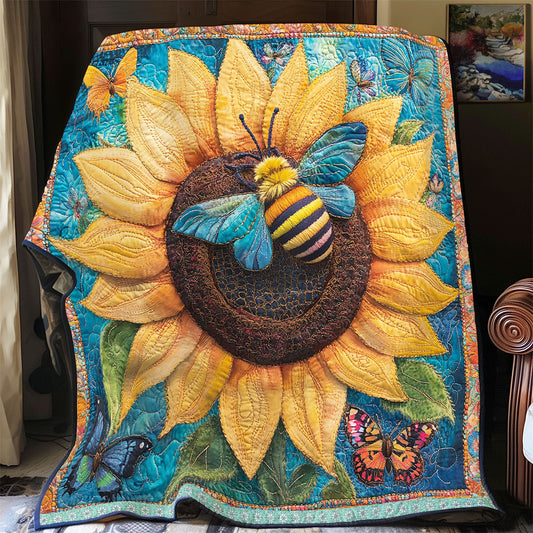 Sunflower Bee WX1712037CL Quilt Blanket