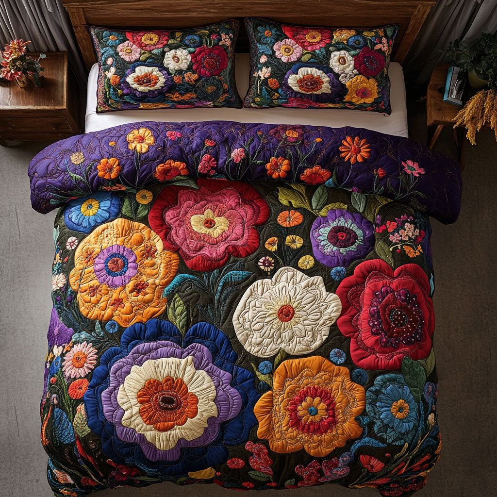 Vibrant Flower Garden WY1302118CL Quilted Bedding Set