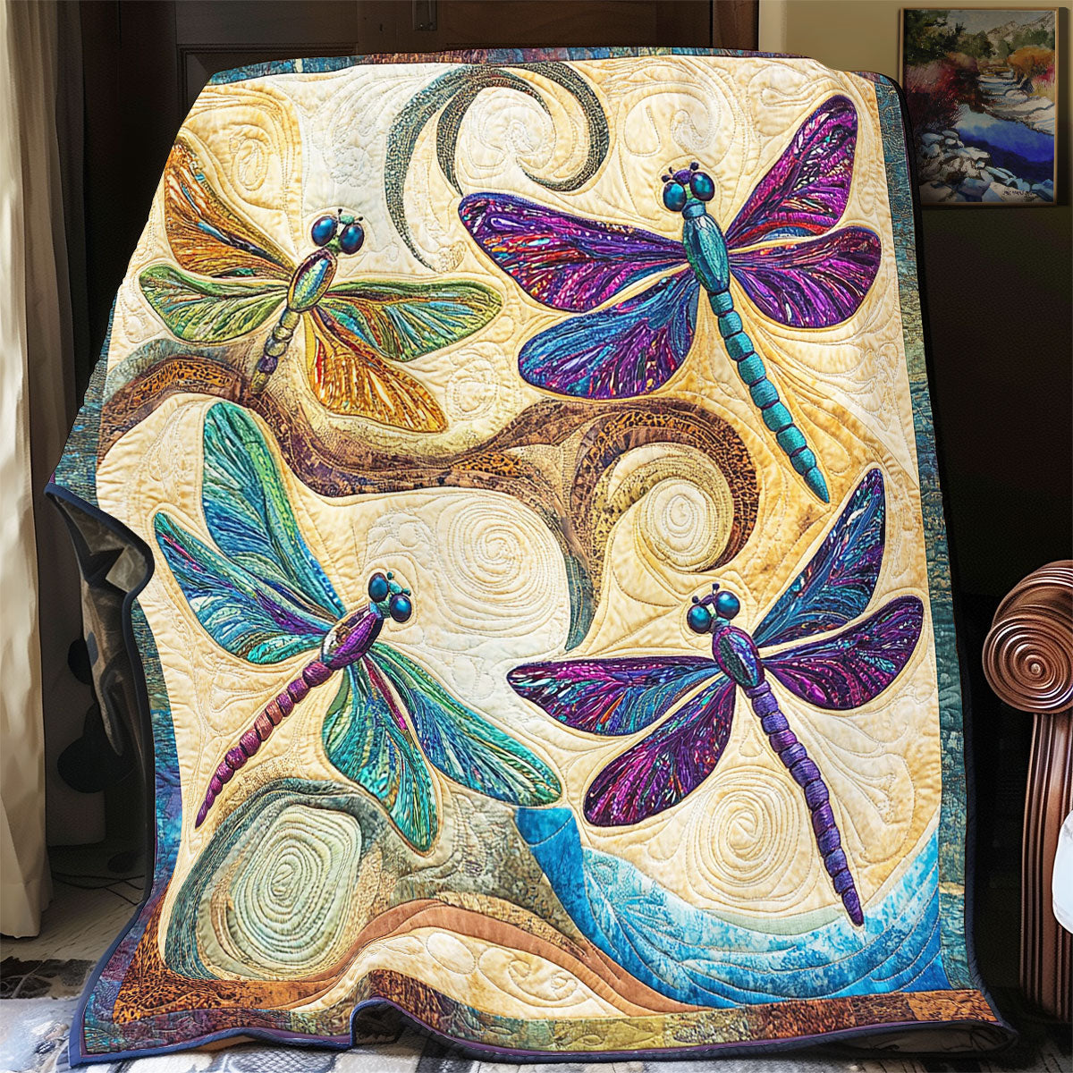 Abstract Dragonflies WY2702033CL Quilt Blanket