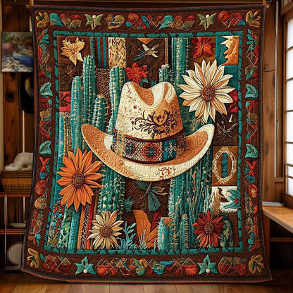 Cowboy Hat In Desert WY2101050CL Quilt Blanket