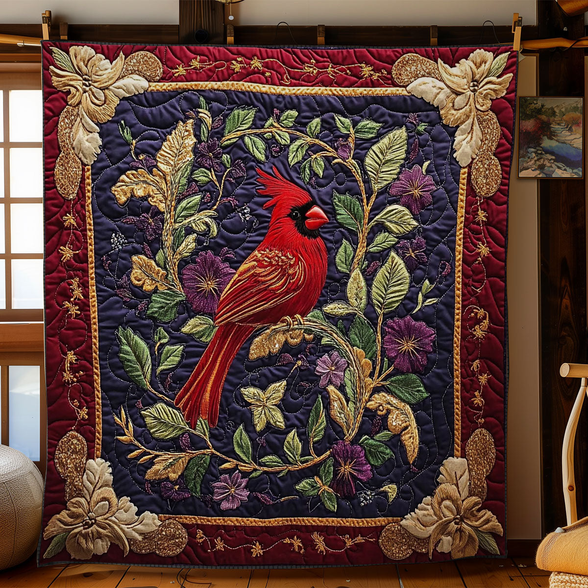 Beautiful Cardinal WY0801003CL Quilt Blanket