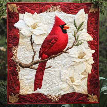 Red Cardinal Magnolia WT1104063CL Quilt Blanket
