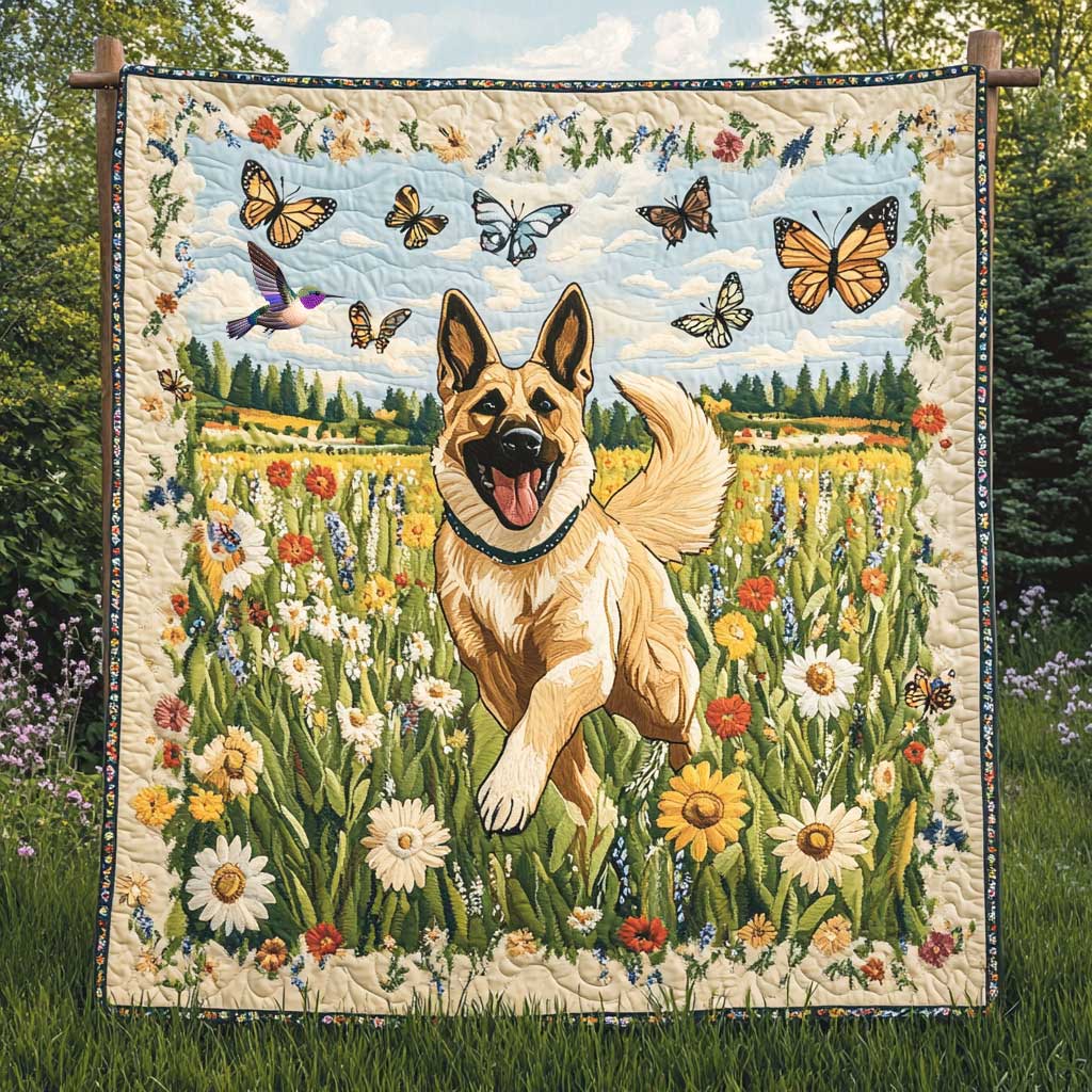 German Shepherd Daisy Delight WN0410038CL Quilt Blanket