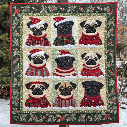 Winter Pugs XR2309017CL Quilt Blanket