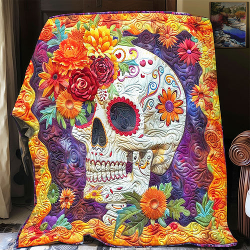 Sugar Skull Marigold WP1008024CL Quilt Blanket