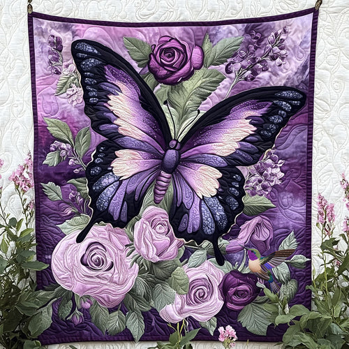 Purple Butterfly WX2410031CL Quilt Blanket