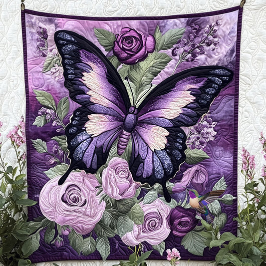 Purple Butterfly WX2410031CL Quilt Blanket