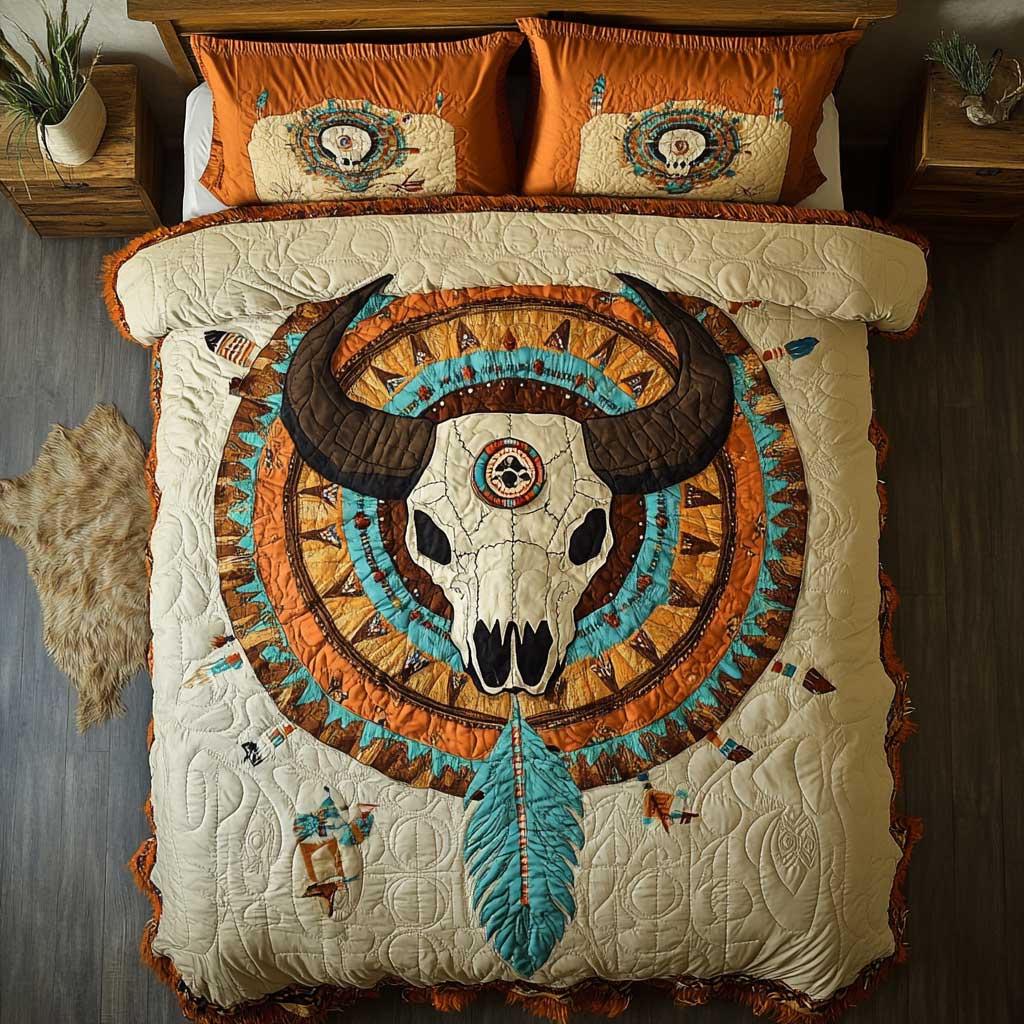 Mystic Buffalo Skull WN1202025CL Quilted Bedding Set