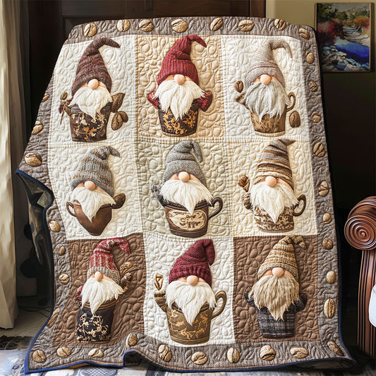 Gnome Coffee WY2612016CL Quilt Blanket