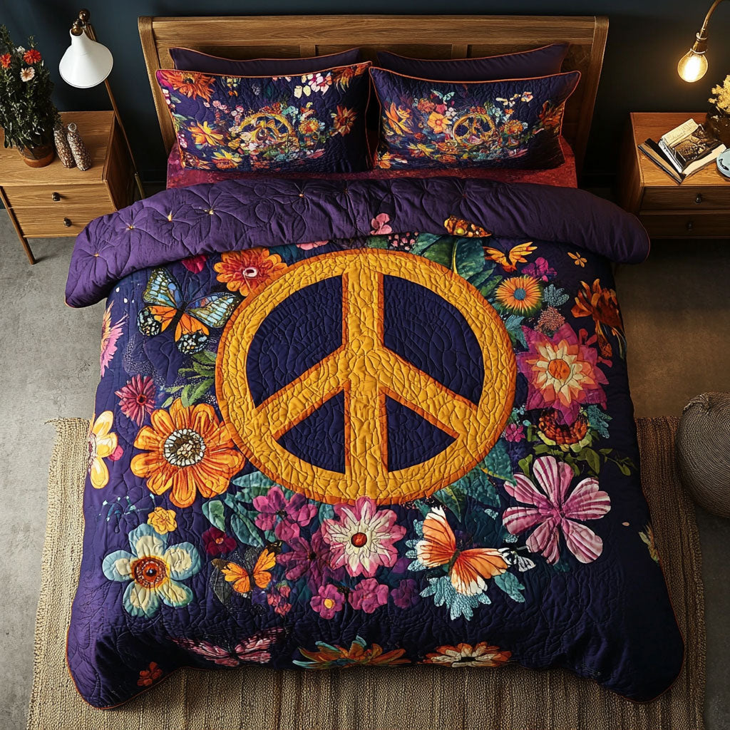 Hippie Flower WX2702040CL Quilted Bedding Set
