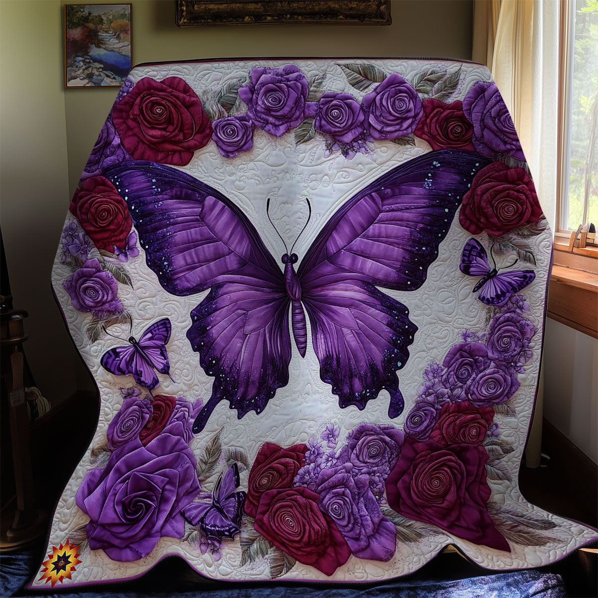 Purple Flower Butterfly WY0912014CL Quilt Blanket