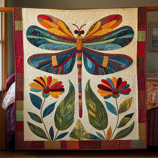 Vibrant Dragonfly In Garden WY2702127CL Quilt Blanket