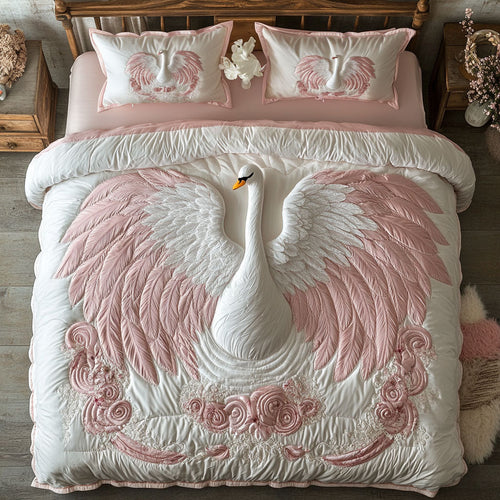 Pink Swan WY1302106CL Quilted Bedding Set