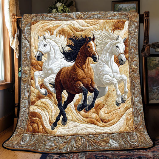 3 Running Horse WP3012001CL Quilt Blanket