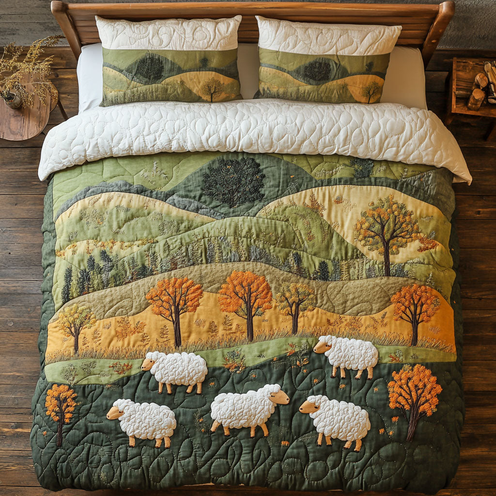 Flock Of Sheep WY1802055CL Quilted Bedding Set