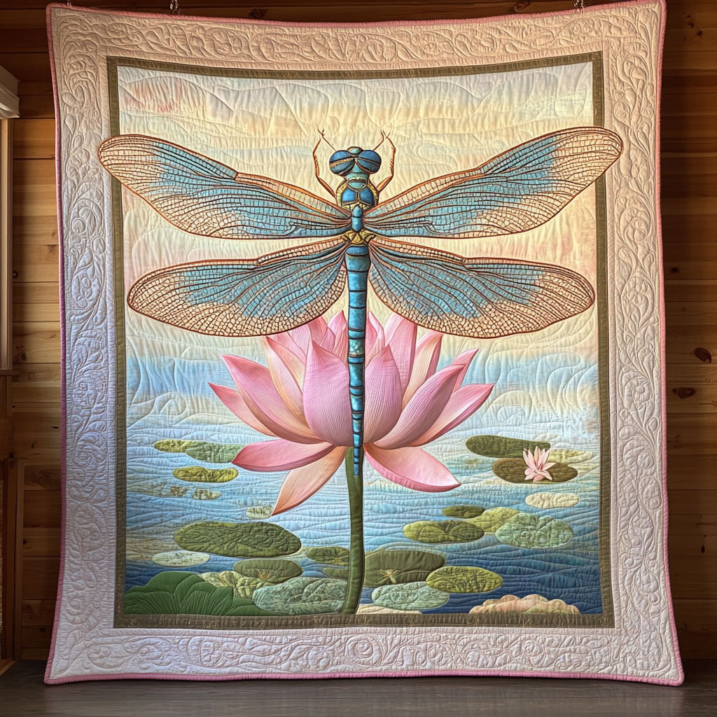 Dragonfly Lotus CW3006011CL Quilt Blanket
