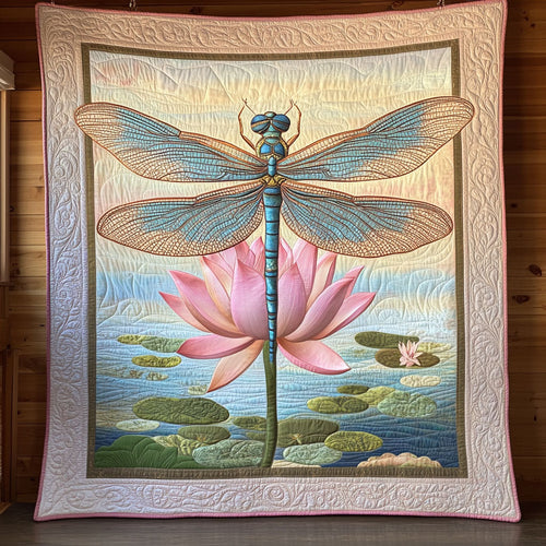 Dragonfly Lotus CW3006011CL Quilt Blanket