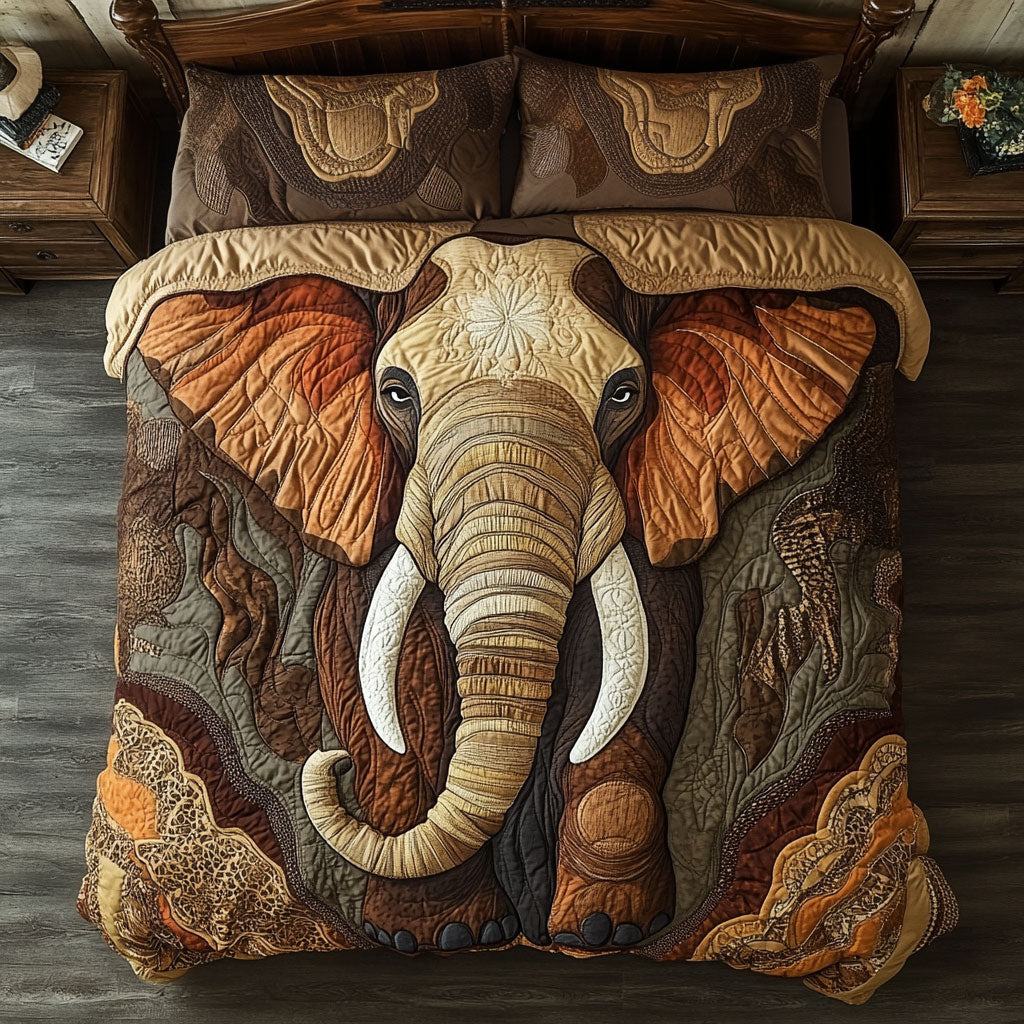 Vintage Elephant Portrait WY1302126CL Quilted Bedding Set